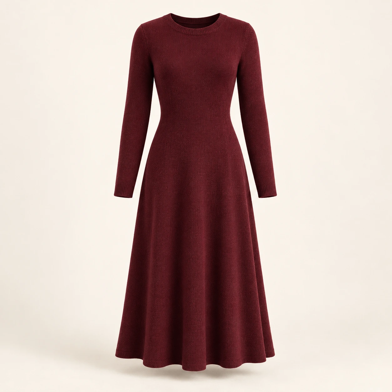 Burgundy Noelle A-Line Knit Dress